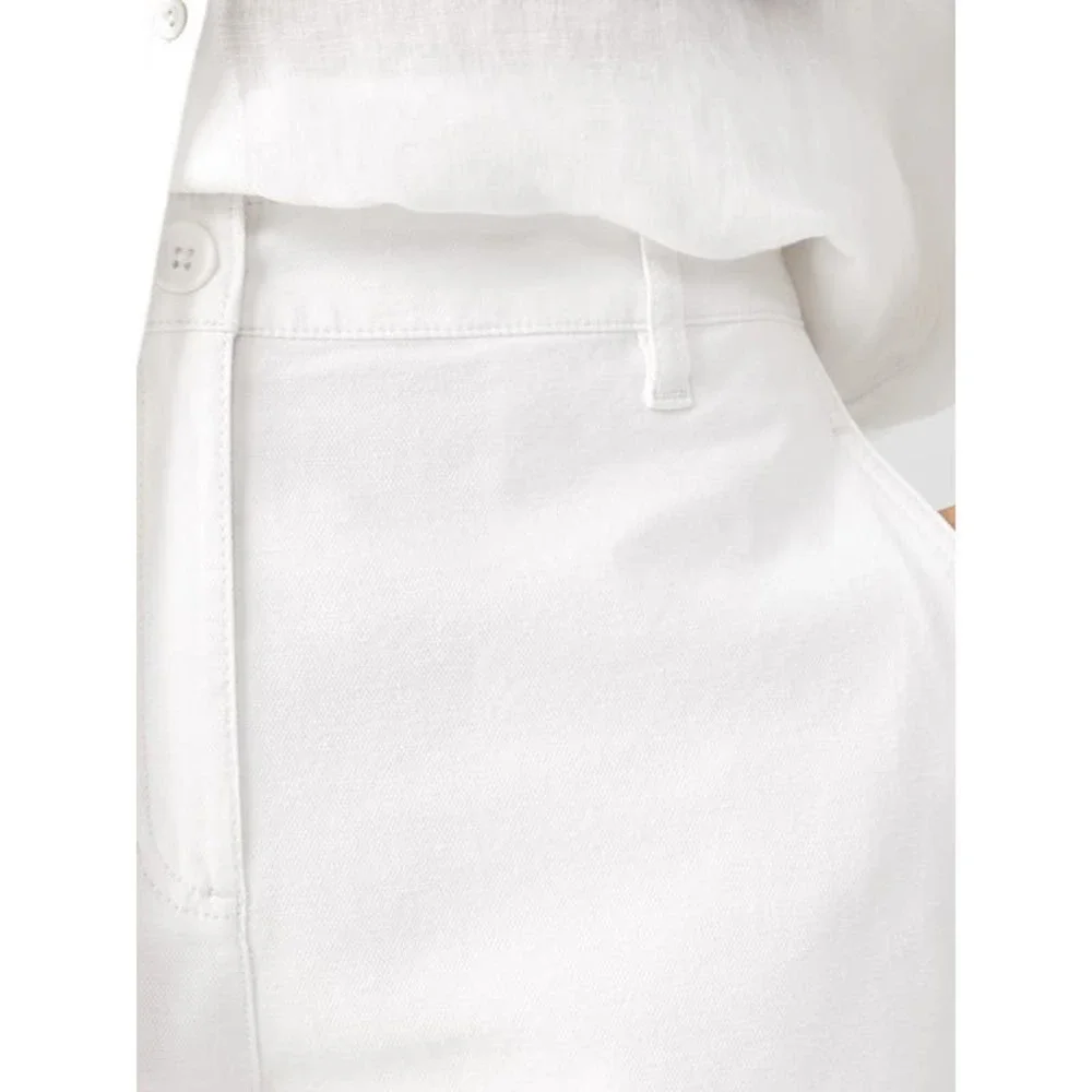 Eileen Fisher Women's White Cotton Hemp Stretch Tapered Pant Size 16 NWOT